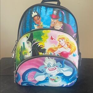 Loungefly Disney Princess/Villains 3 Pocket Backpack/Bag NEW
